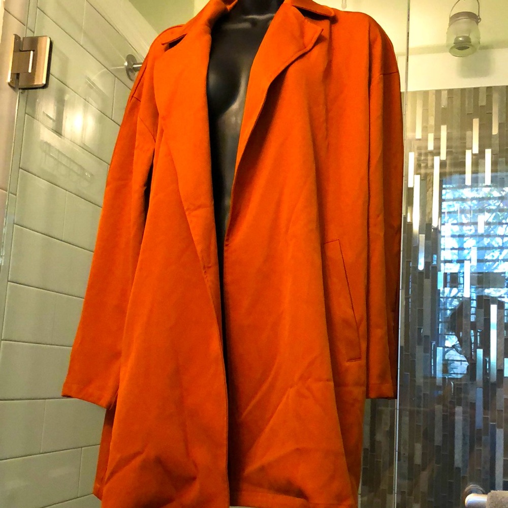 SHEIN long orange cape coat, size S/4